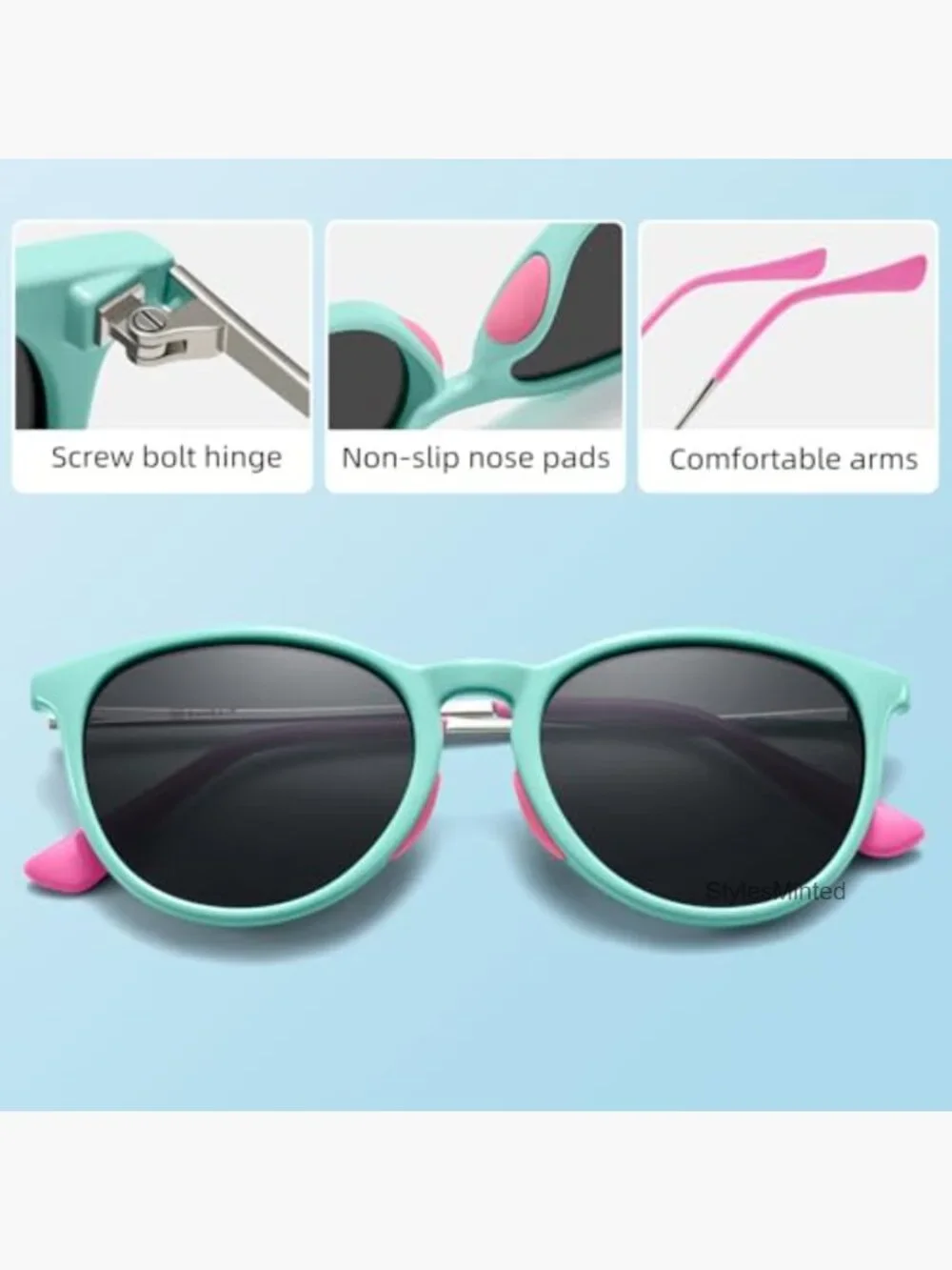 Kids Polarized Sunglasses Vintage Round UV400 Protection for Boys Girls 5-12